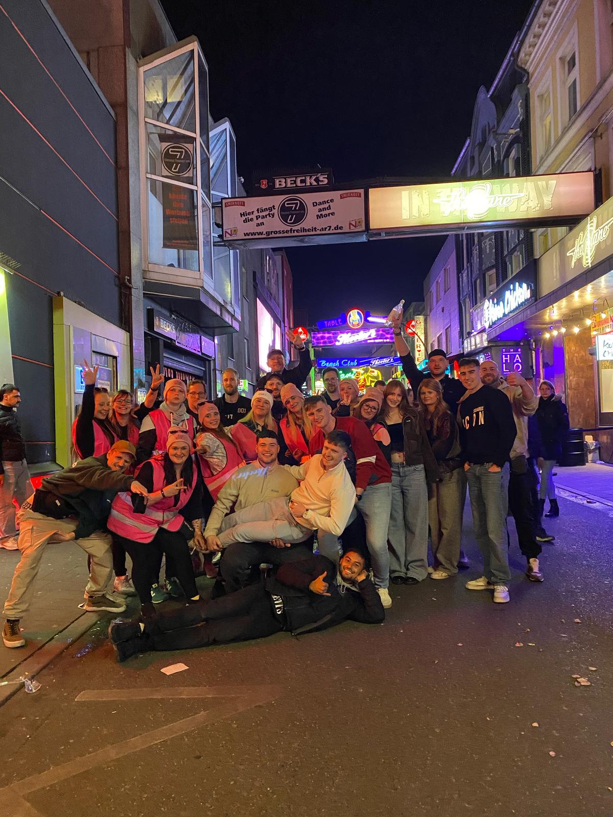 Group photo on Berlin street – Bartour Berlin pubcrawl night